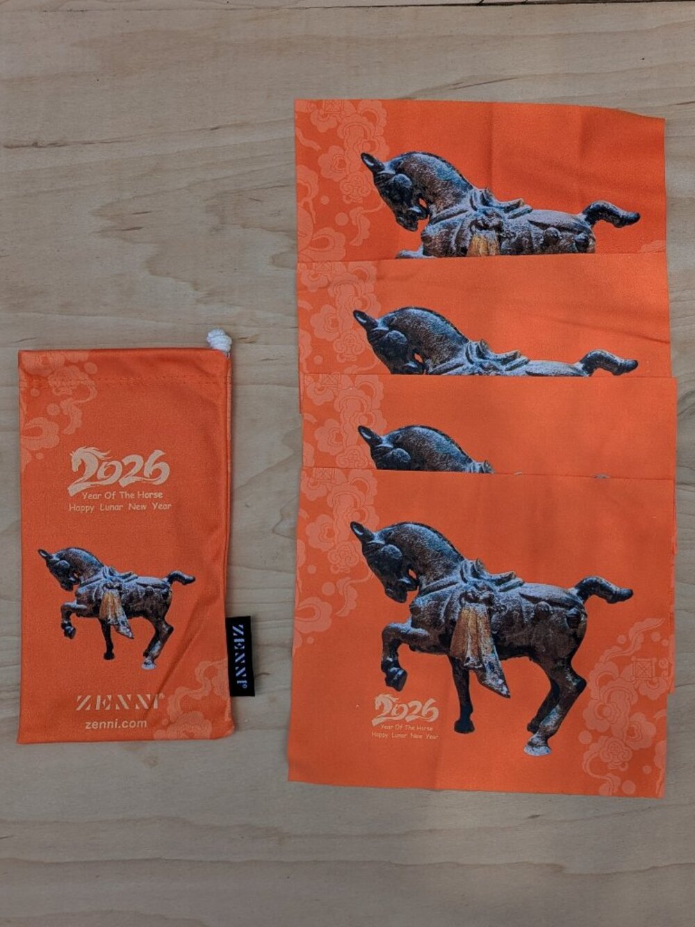 Zenni Year of the Horse Soft Glasses Case with Shammy